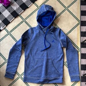 Adidas Women’s or larger Child  Heathered Blue Pullover Hoodie Fleece Lined